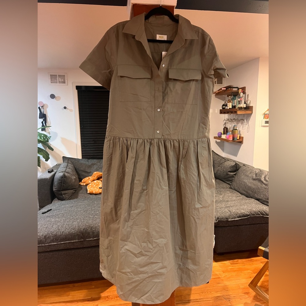 Army green Maeve shirt dress